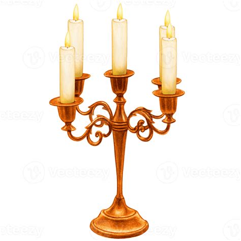 Watercolor Hand Drawn Gothic Candle Holder Png