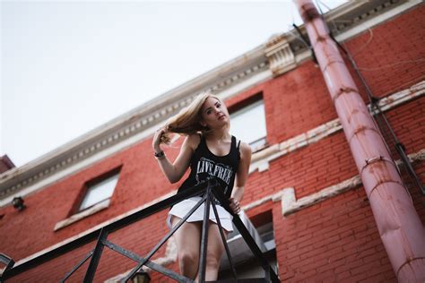 Bricks Women Outdoors Blonde Architecture Hands In Hair