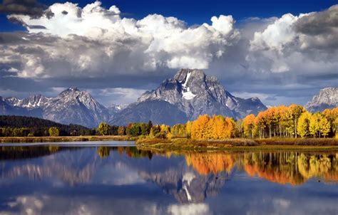 Wallpaper Autumn Forest The Sky Clouds Mountains Clouds Lake