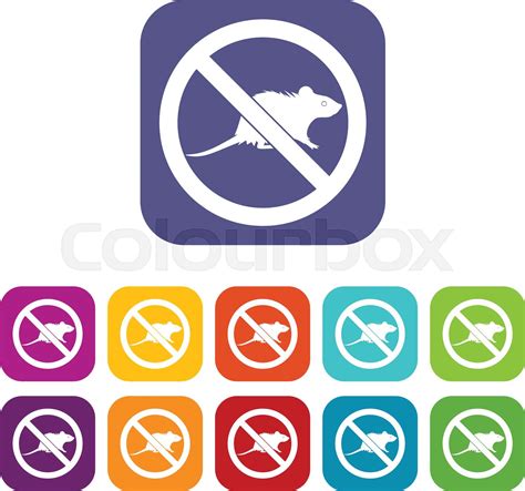 No Rats Sign Icons Set Stock Vector Colourbox