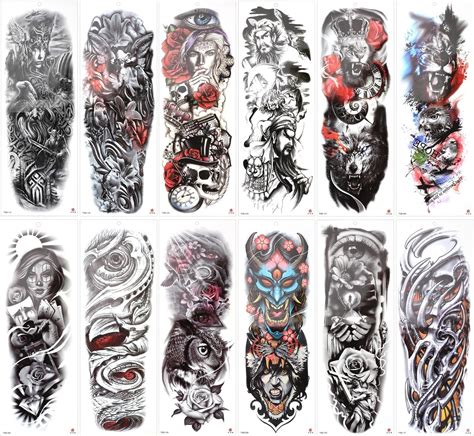 Dalin Temporary Tattoo 64 Sheets Warrior Elephant Dead