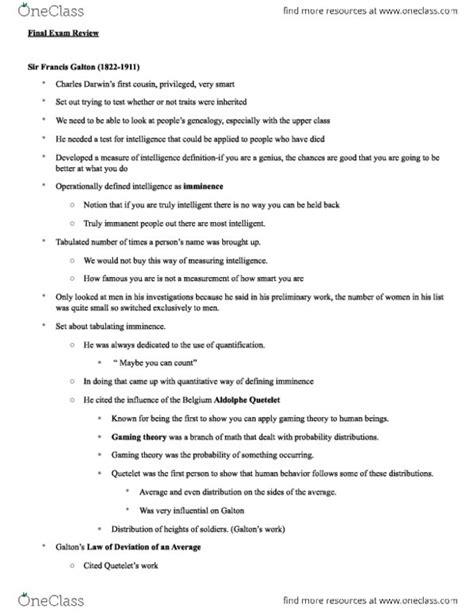 PSY 306 Study Guide Spring 2012 Final Mary Whiton Calkins Gender