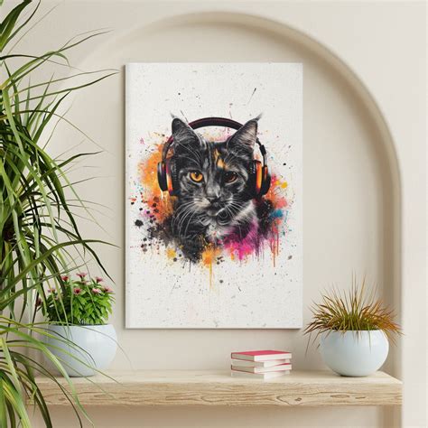 AOEX Banksy Graffiti Cat Canvas Wall Art Wildlife Nature Colorful