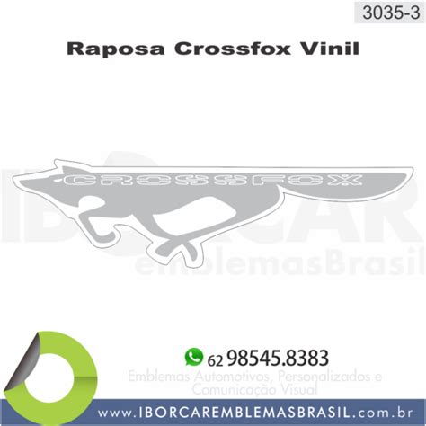 Emblema Adesivo Raposa Crossfox Cinza Vinil Importado Iborcar