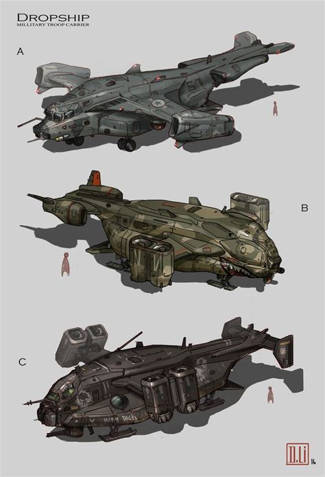 ArtStation - Dropships, Duncan Li | Spaceship design, Concept ships, Spaceship art