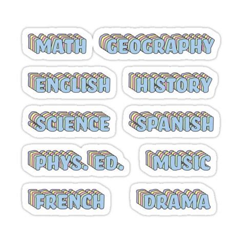 "Rad Pastel School Subject Sticker Pack" Sticker for Sale by The-Goods | School stickers, Preppy ...