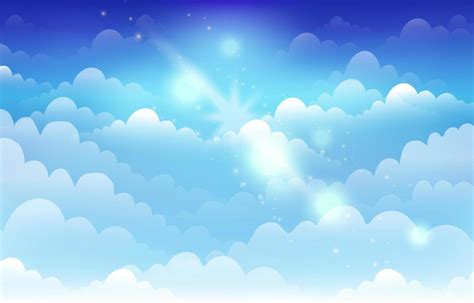 Dreamy Blue Sky with Shinning Glittering Sun Ray 6521754 Vector Art at ...