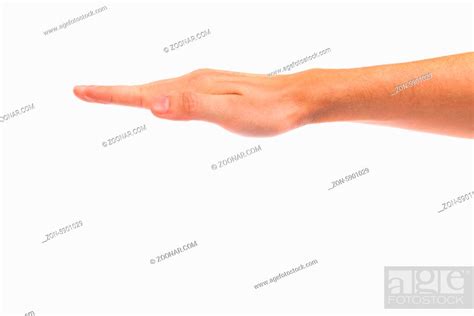 Open Palm Hand Gesture Of Male Hand Isolated On A White Background