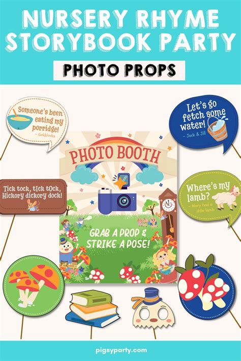 Nursery Rhyme Storybook Photo Props Printable Nursery Rhyme Party