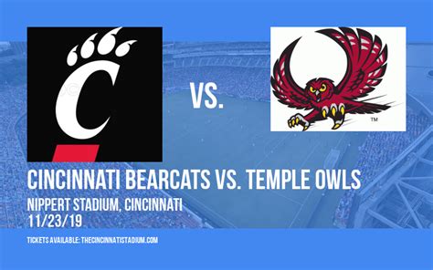 Cincinnati Bearcats vs. Temple Owls Tickets | 23rd November | Nippert ...