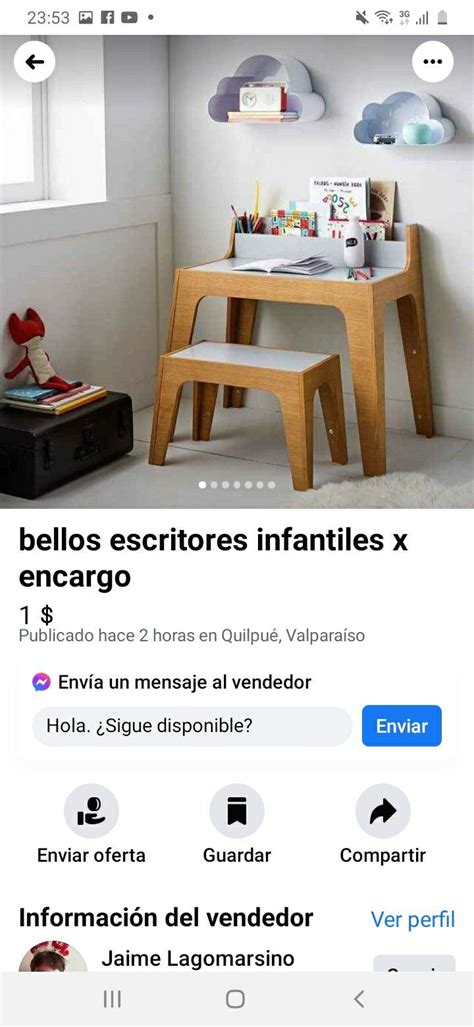 An Image Of A Small Table And Chair In A Room With Clouds On The Wall