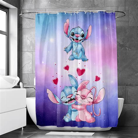 Cartoon Lilo And Stitch Waterproof Fabric Unique Shower Curtain Lilo