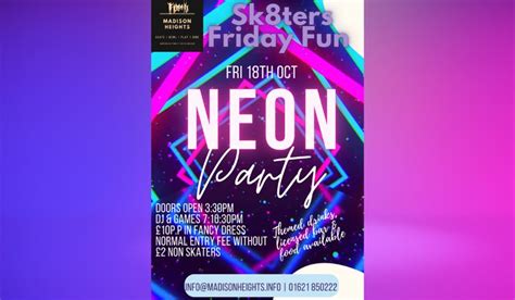 Madison Heights Roller Skate Neon Party - Family Event in Maldon ...