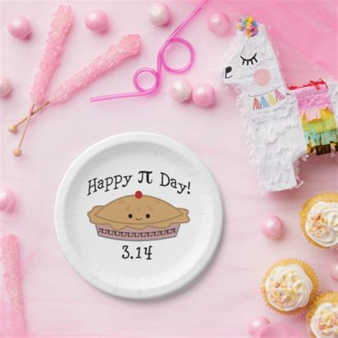 Cute Happy Pi Day Paper Plates Zazzle