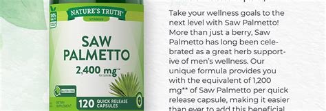 Nature S Truth Saw Palmetto For Men And Women 2400mg 120 Capsules