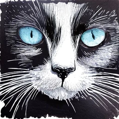 Ink Painting Of Black Cat Delightful Endre Penovac