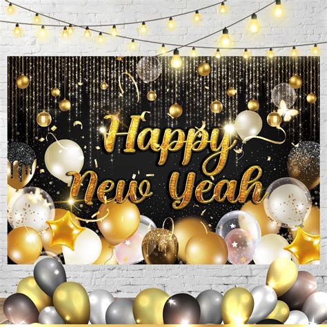 Amazon Black Gold Happy New Year Banner Happy 2024 New Years