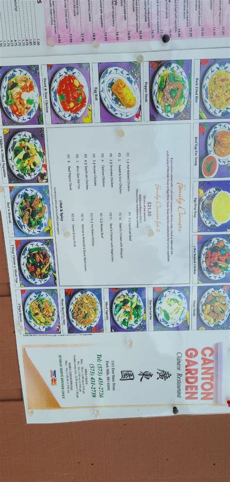 Menu At Canton Garden Restaurant Park Hills