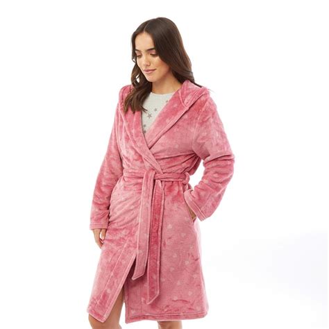 Buy Onfire Womens Ditsy Heart Hooded Robe Pink