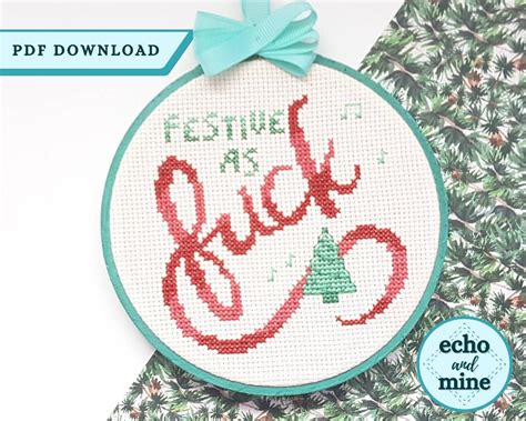 Festive As Fuck Subversive Christmas Cross Stitch Pattern Etsy