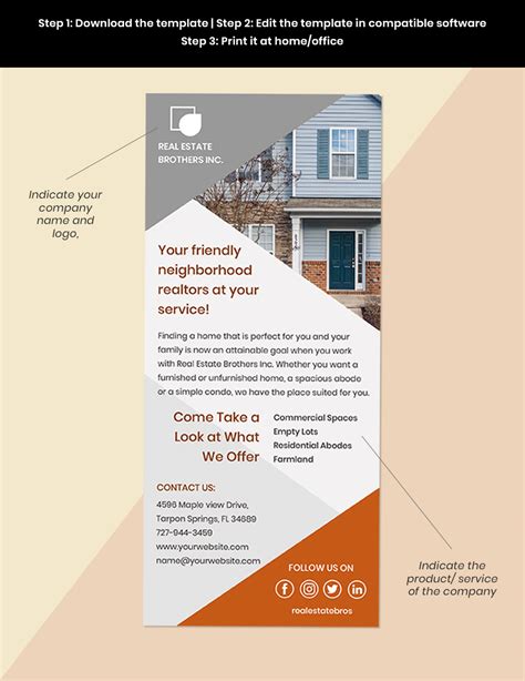 Real Estate Marketing Rack Card Template In Psd Pages Illustrator