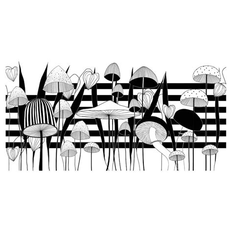 Mushroom City Designer Wallpaper in Contrast 'White and Soft Black' For Sale at 1stDibs ...