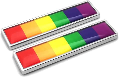 Ptdecals 2 Pcs Metal 3d 6 Color Rainbow Emblem Sticker Lgbt Gay Lesbian Pride Decals