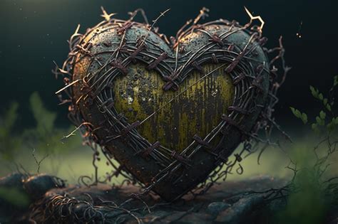 Premium Ai Image A Heart Is Wrapped In Barbed Wire With The Words Love