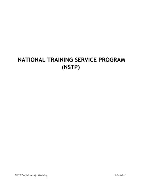 Nstp 1 Module 1 National Training Service Program Nstp Course