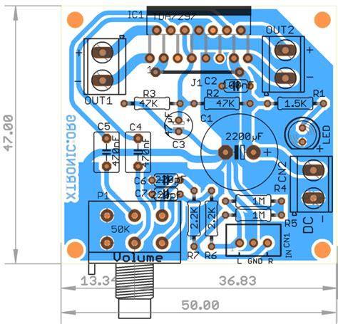 Power Amplifier TDA7297 PCB Layout - Xtronic.org