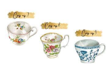 Watercolor Porcelain Cups By Aneta Design TPT