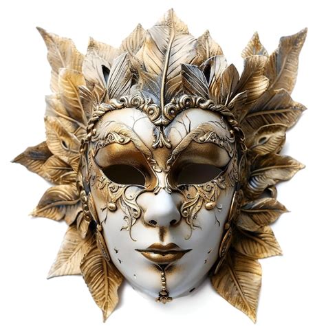 Premium Photo Venetian Carnival Mask With Golden Feathers Isolated On