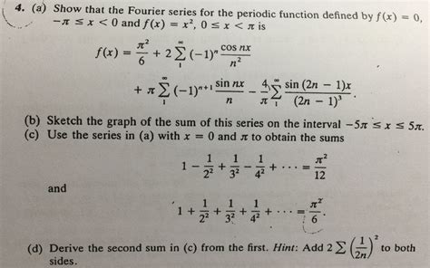 Solved Show That The Fourier Series For The Periodic Chegg