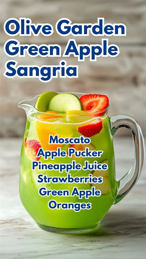 Olive Garden Green Apple Sangria Recipe Cocktail Drinks Alcoholic