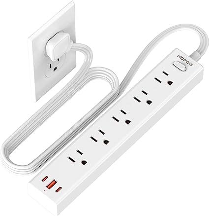 Amazon HOPOW Flat Plug Power Strip 6 Ft Ultra Thin Flat Extension