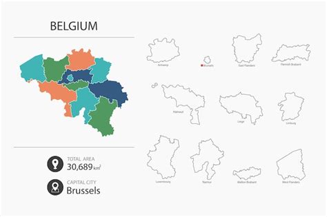 Mapa de bélgica con mapa detallado del país elementos del mapa de