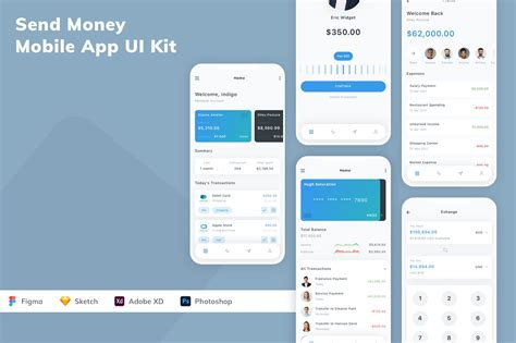 汇款转账应用程序App界面设计UI套件 Send Money Mobile App UI Kit 设计小咖