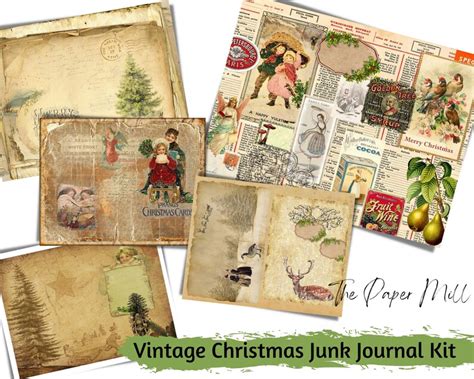 Junk Journal Christmas Printable Vintage Christmas Junk Journal Kit