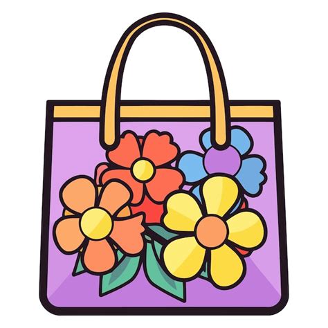 Premium Vector An Icon Representing A Cartoon Tote Bag With A Flower