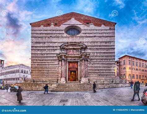 Facade of the Cathedral of Perugia, Italy Editorial Image - Image of ...