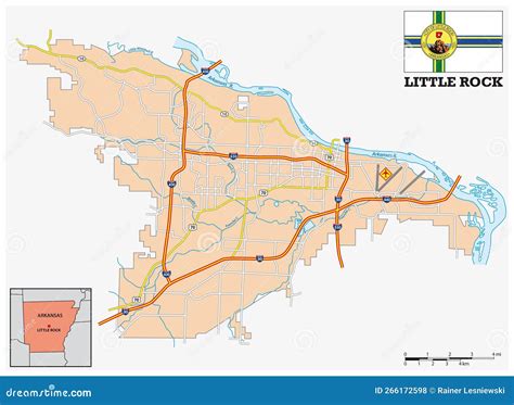 Simple Street Map of the City of Little Rock, Arkansas, United States ...