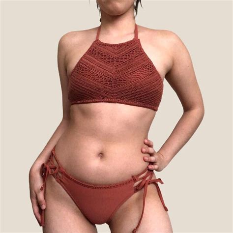 Xhilaration Crochet Two Piece Bikini Set Orange Size Medium Ebay