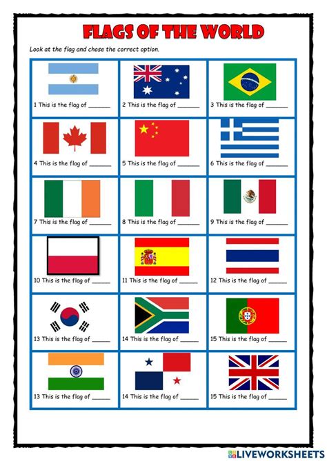 Flags Of The World Live Worksheets Worksheets Library