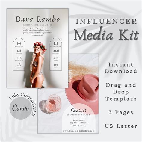 Influencer Media Kit For Instagram Tiktok Customizable Canva Template