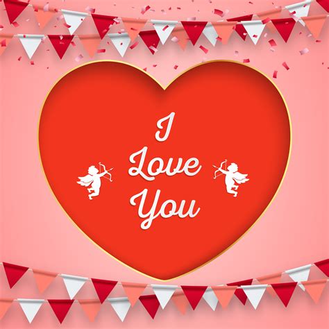 Happy Valentines Day Background With A Heart Shape Papercut Concept