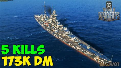 World Of Warships Hindenburg 5 Kills 173k Damage Replay