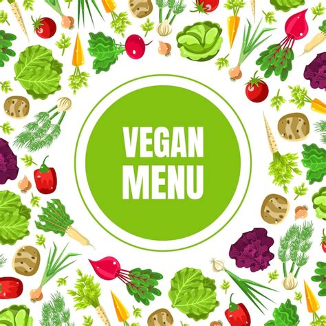 Premium Vector Green Circle With The Inscription Vegan Menu Vector