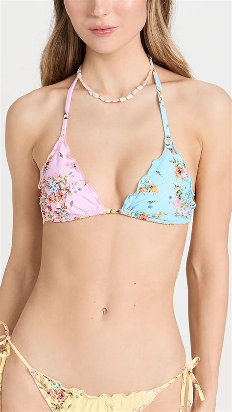 PQ Swim Embroidered Lettuce Edge Triangle Bikini Top Shopbop