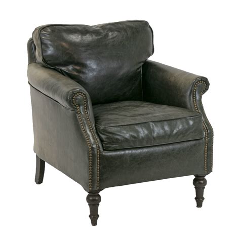 Accent Chair in Mottled Black Leather | Grandview Mercantile