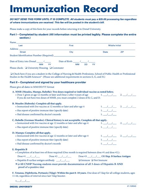 Drexel Immunization Records Form Fill Out And Sign Printable Pdf